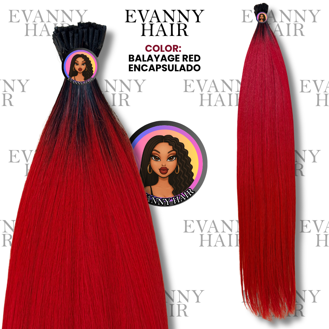 Extensiones De Cabello CLON HUMANO 200g 28" Balayage Red Encapsuladas