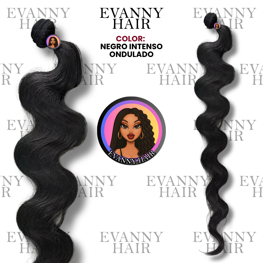 Extensiones De Cabello CLON HUMANO Ondulado 200g 30" Negro Intenso