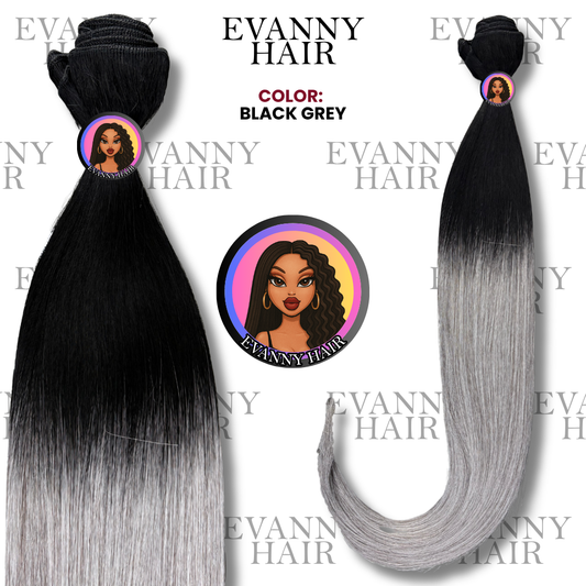 Human Hair Extensions CLONE 200g 28" Black Grey